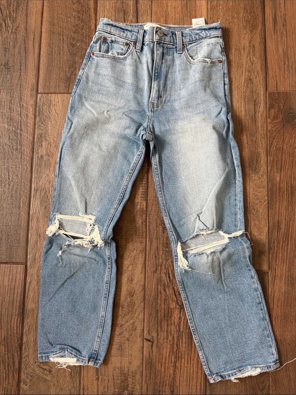 Abercrombie & Fitch Light Blue Distressed Boyfriend Jeans
